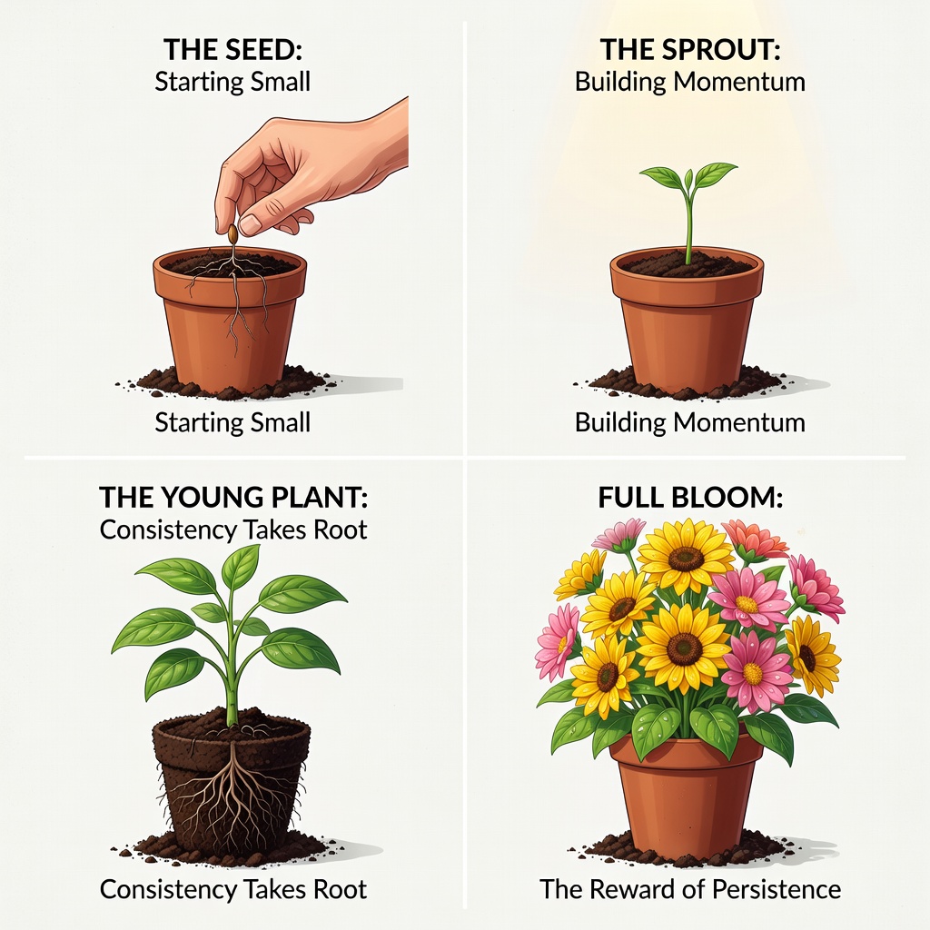 Morning routine consistency plant growth